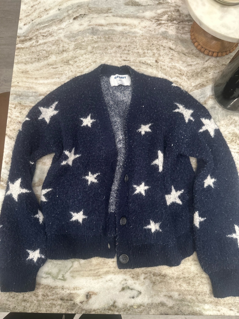 Old Navy Navy and White Star Knit Cardigan